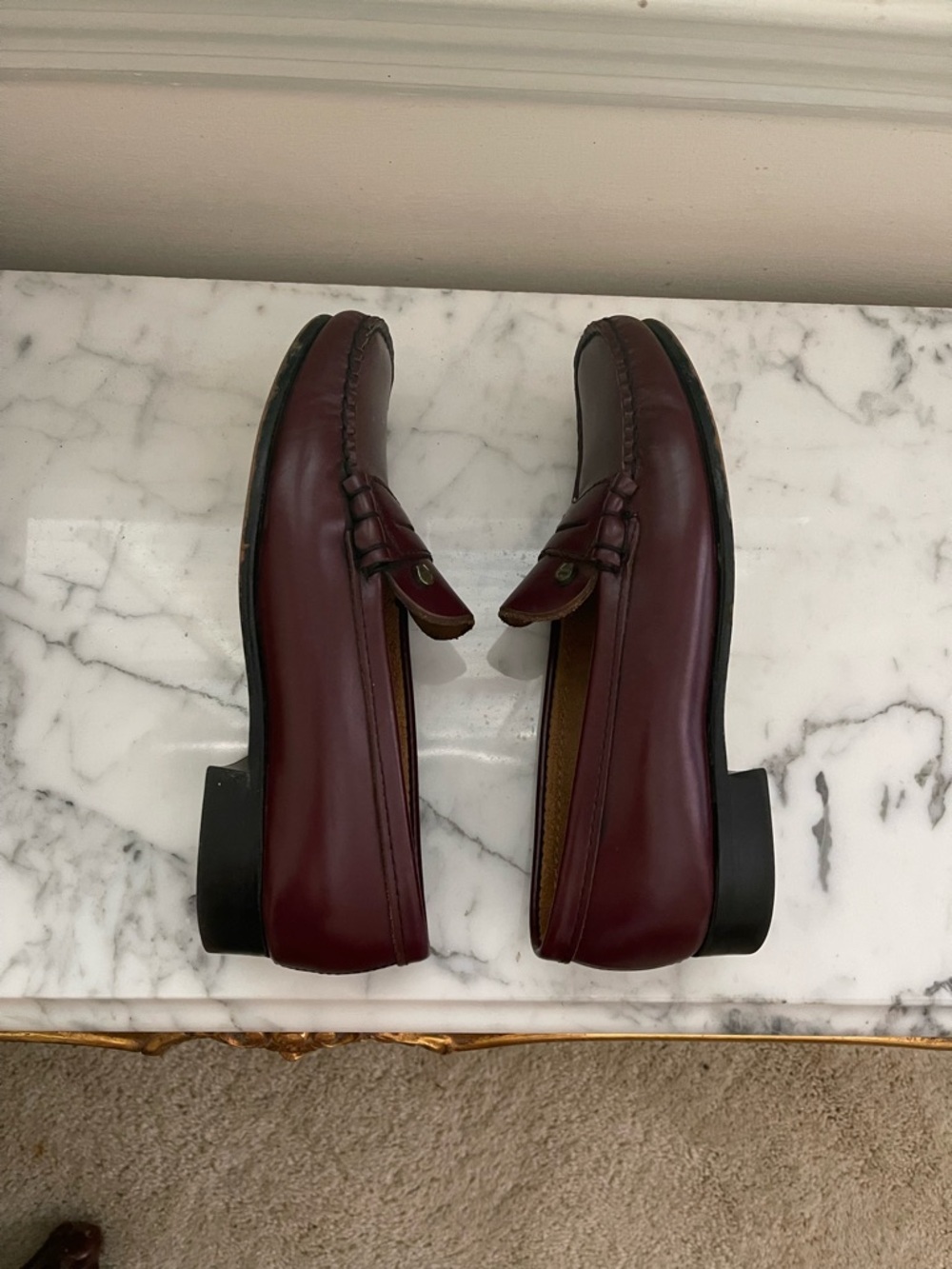 Vintage Women’s Burgundy Leather Penny Loafers Size 5.5 - Picture 6 of 12